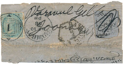Mixed franking British India ½ anna and 1 anna black on azure wowe ...