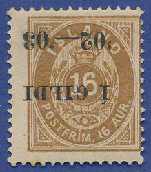 Inverted overprint on lightly hinged 16 aur perf. 14 x 13½. F=21.000 ...