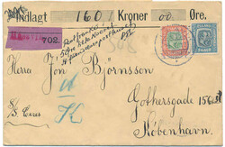 A very beautiful insured cover to Denmark franked with 15 and 20 aur ...