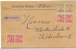 Beautiful insured cover to Denmark franked with a pair of 1 eyr ...