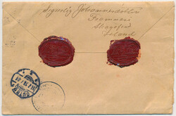 Insured cover to Denmark franked with two pairs of 1 eyr, 30 aur and ...