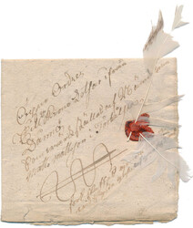 A wonderful express Crown Post letter with two white feathers, dated ...