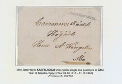 Spectacular outgoing letter, dated 1840, from KASTELHOLM with ...