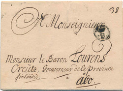 Very clear strike of "B" postmark, type 3 (in use 1691-94) on cover ...