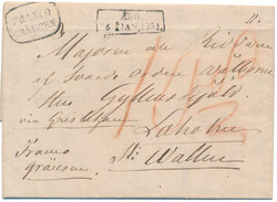 Postage due letter paid to the boarder "ÅBO 5 JAN. 1851" via Åland ...