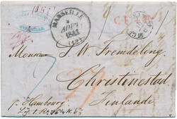 Double rate postage due letter with full contents from "MARSEILLE 4 ...