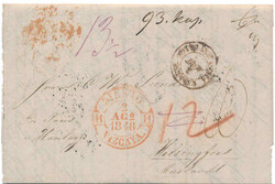 Partly paid letter with full contents from "BILBAO 2 AGo 1848" ...