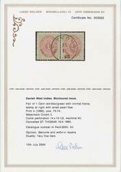 Exceptional pair of 1 cent 4th printing, pos. 73-74 red-lilac/green ...