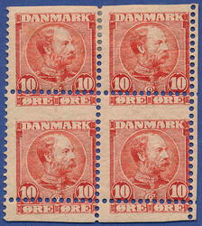 Heavily shifted perforation on 10 øre Christian IX in a block of ...
