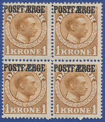 "POSFFÆRGE" variety on the upper left stamp in a never hinged block ...