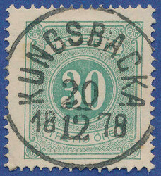 Wonderful "KUNGSBACKA 20.12 1878" on 30 öre green. SUPERB