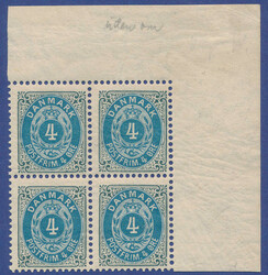 Block of 4 of 4 øre 123-124th printing, pos. B9-10/19-20. Inverted ...