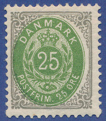 Unusual and fine copy of 25 øre 11th printing, pos. 97 with extreme ...