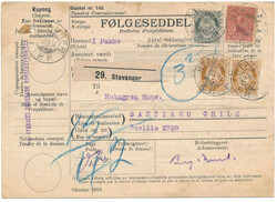 Rare parcel letter from Norway to Chile. Only a few earlyparcel ...