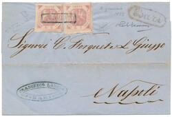 Earliest Recorded 2.1 1858 Exceptional cover from Bari with two ...