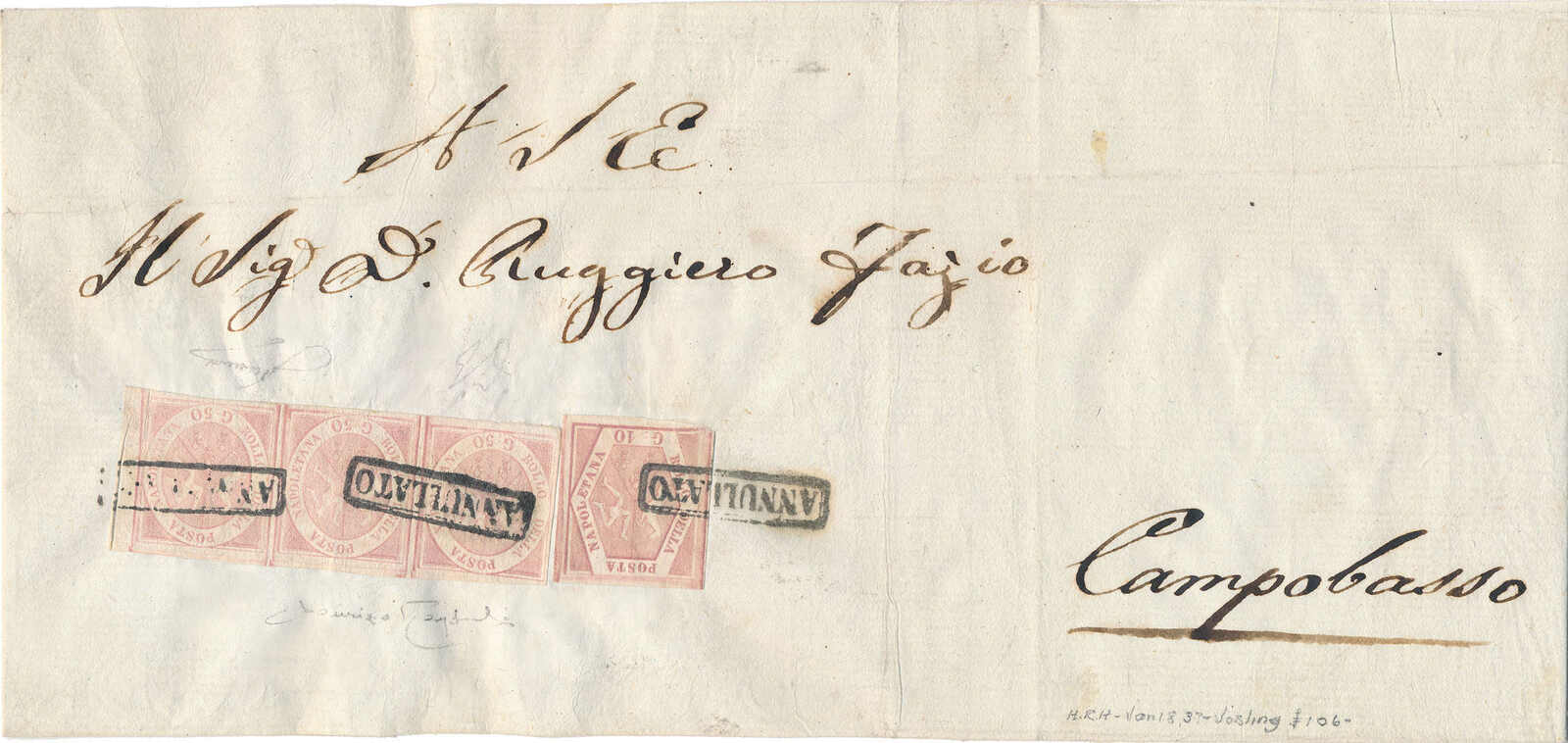 Strip of Three of 50 Grana A wonderful and extremely rare coverwith ...