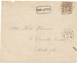 Beautiful cover with 20 aur pale violet on a "SHIP LETTER" 1880 to ...