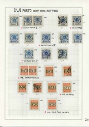 Album page with postage due stamps from an old collection. Mixedused ...