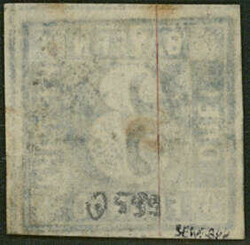 599 - WÜSTENSACHSEN, zentrisch auf 3 Kr blau, Platte 5, ringsum ...