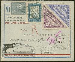 2. Südamerikafahrt 1932, Paraguay Post, kleiner R-Brief ab Asuncion ...