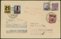 3. Südamerikafahrt 1932, Brief mit Zweiländerfrankatur Brasilien / ...