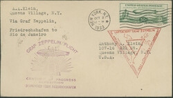 Chicagofahrt 1933, Etappe Friedrichshafen-Rio, US-Post, FDC 2.10. ab ...