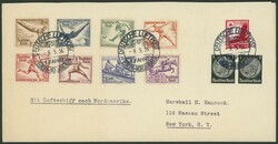 1. Nordamerikafahrt 1936, Bordpostbrief vom 9.5. nach New York mit ...