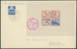Olympiafahrt 1936, FDC für Block 5 von Frankfurt 1.8.36 nach Berlin ...
