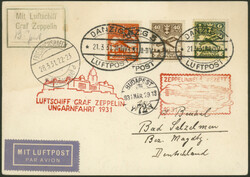 Ungarnfahrt 1931, Karte ab Danzig 21.3.31 via Friedrichshafen 28.3. ...