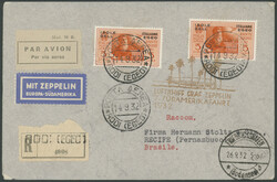 7. Südamerikafahrt 1932, R-Brief ab Rodi 14.9. mit 2x 5 L Dante in ...