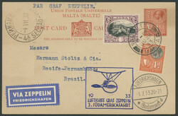 3. Südamerikafahrt 1933, Karte ab Valletta 26.6. via Rom 28.6. und ...