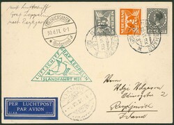 Islandfahrt 1931, Karte ab sGravenhage 22.6. nach Reykjavik mit ½, 2 ...