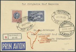 1932, 4. Südamerikafahrt, R-Karte ab Bukarest 25.4.32 via ...