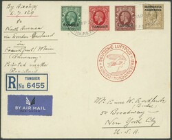 TANGER, 1. Nordamerikafahrt 1936, R-Brief Tanger - New York mit 4 ...