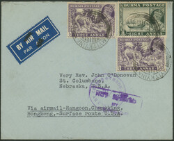 1938, King George VI and Local Motifs, 3 P, 6 P, 2x 3 A, 3 A 6 P and ...