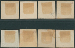 1 Dinero Coat of Arms, green, eight fine copies with different ...