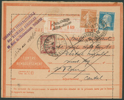 25 C Säerin und 1,50 Fr Pasteur, beide Firmenlochung "C I M A", auf ...