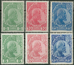 3-25 H Fürst Johann, je gestrichenes und normales Papier, alle ...