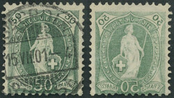 50 Rp Helvetia bläulichgrün mit so deutlich selten gesehenem ideal ...