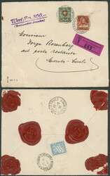 90 Rp Wappen und 20 Rp Tell auf "Poste Restante" Wertbrief ab ZÜRICH ...