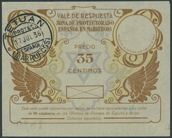 SPANISCH MAROKKO, 1936, sehr seltener nationaler 35 C. Antwortsschein ...