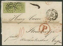 9 Kr gelbgrün, Type III, farbfrisches waagerechtes Pracht-Paar, ...