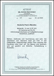 35 Centimos auf 30 Pfennig Germania im Oberrandviererblock mit ...