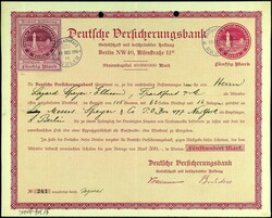 09.01.2026: Lot withdrawn!Wertkarte 1 zu 50 Mark mit Zusatzfrankatur ...