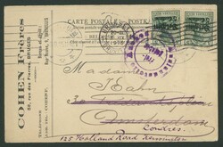 5 C auf 5 Pfg grün, MeF auf Firmenkarte BRÜSSEL 3/9/1915 in das ...