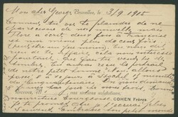 5 C auf 5 Pfg grün, MeF auf Firmenkarte BRÜSSEL 3/9/1915 in das ...