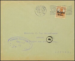 BRÜSSEL 13 IV 197, Masch.stpl. mit kurzer Fahne auf Zensurbrief ...