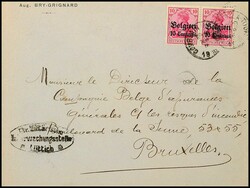 COMBLEIN-LA-TOUR 28 II 1918, 2mal auf Zensurbrief Paar 10 C. nach ...