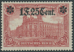 1.25 Fr auf 1 Mark in Zähnung 26 : 17, postfrisch, tadellose ...