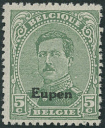 5 C grün Ausgabe März 1920, seltene Type II (Ornament obere Ecke ...